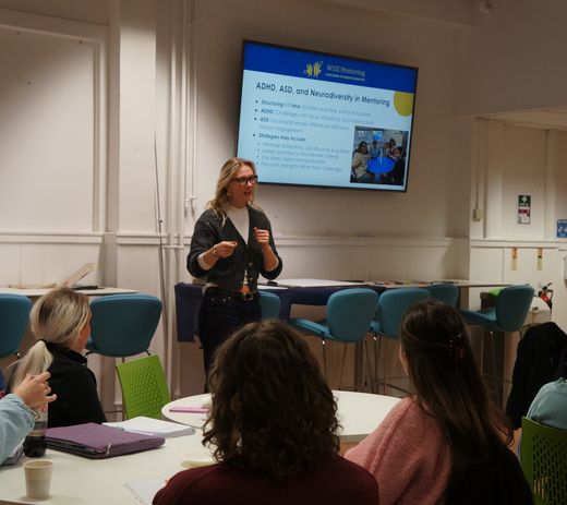A member of WISE staff delivering training